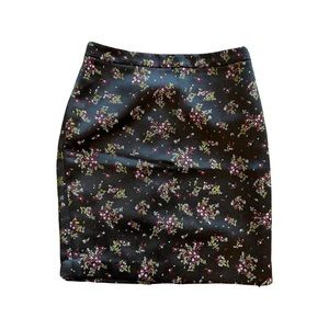 LOFT black floral embroidered miniskirt